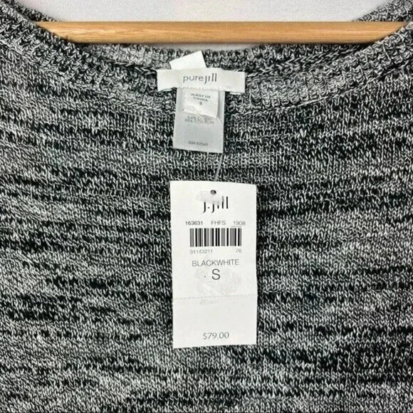 J Jill Gray & Black Pullover Relaxed Fit Short Sleeve Knit Top S - Picture 3 of 3